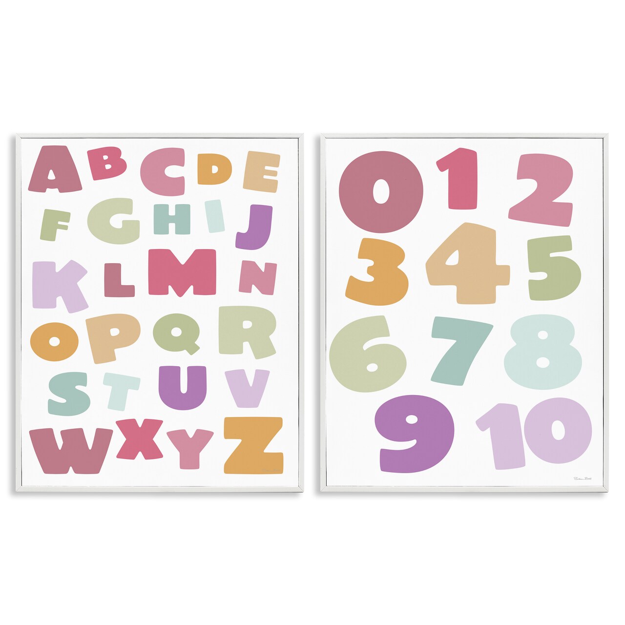 Stupell Industries Muted Letters & Numbers Educational 2pc Framed Giclee Set, design by Susan Ball
